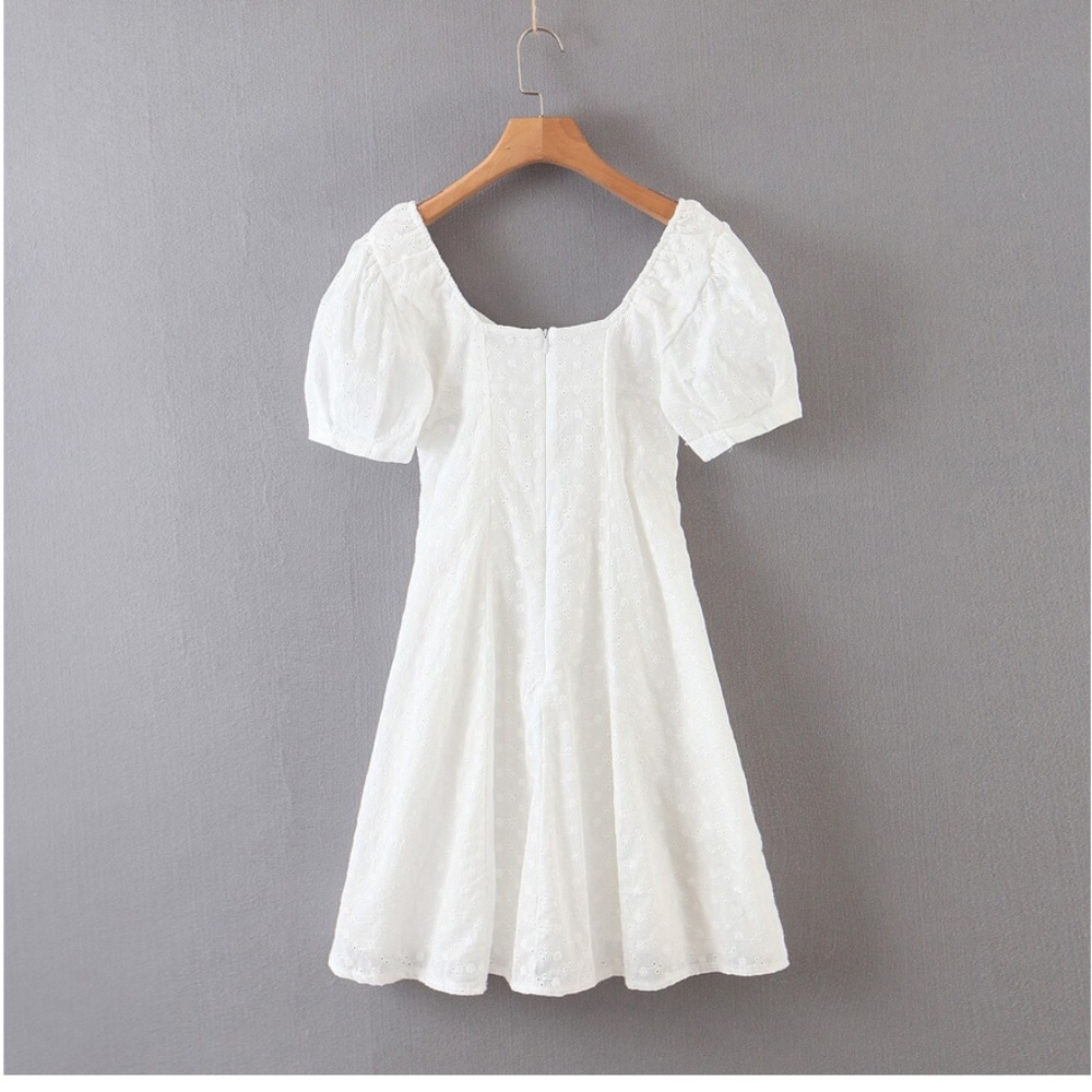 Boho gypsy white polka dot mini dress - Picture 5 of 5